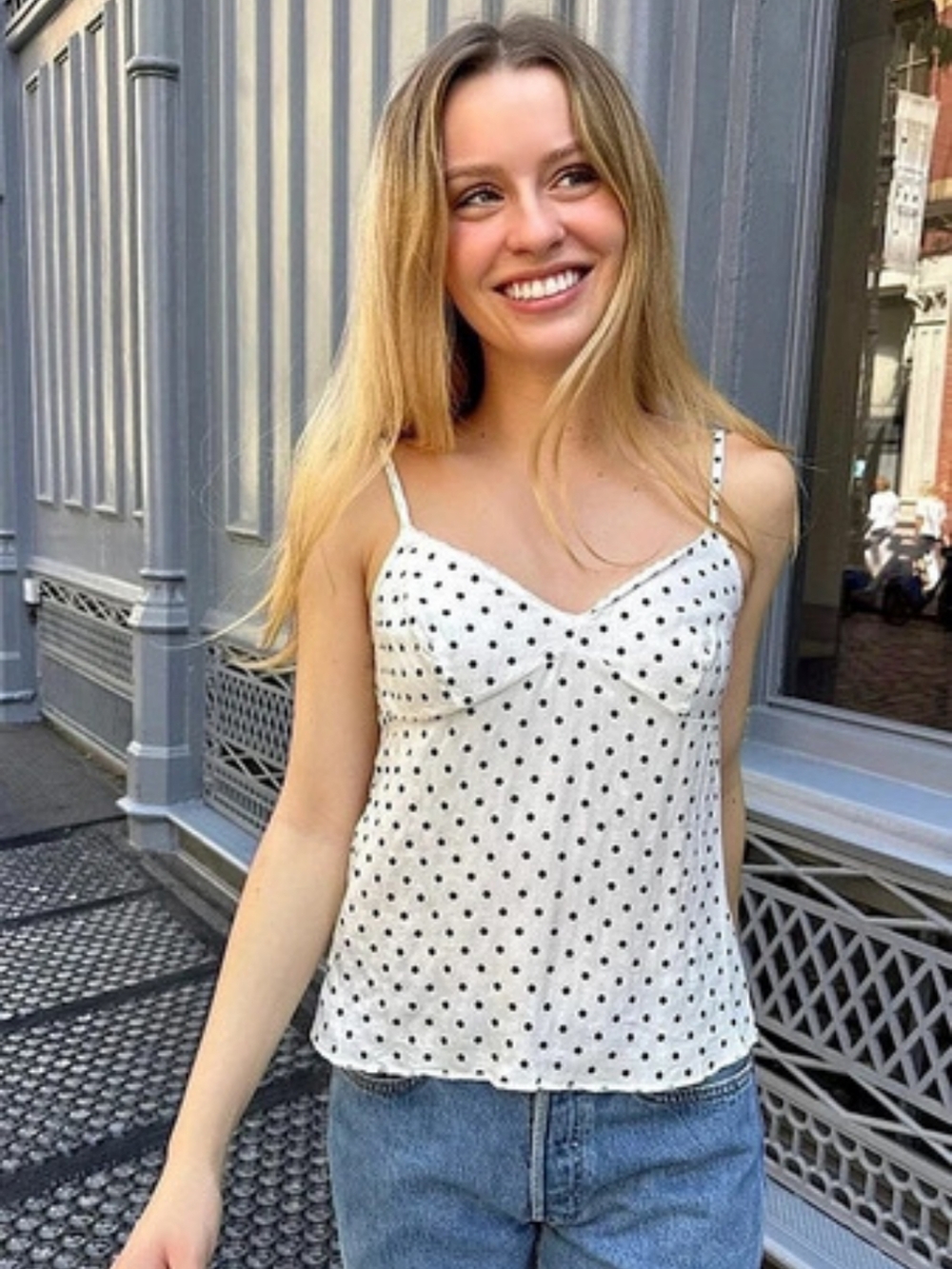 Brandy Melville Polka Dot Camisole in White & Black